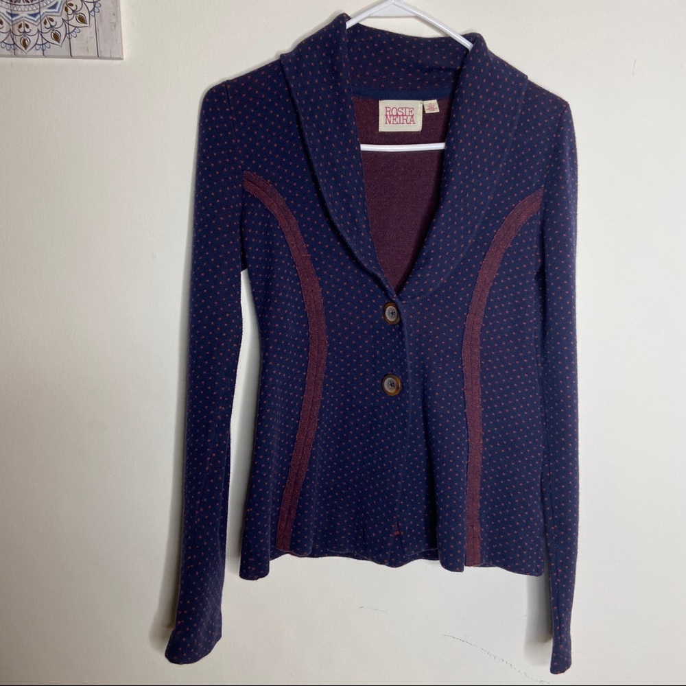Anthro Rosie Neira Blue Polkadot Blazer Small🌹